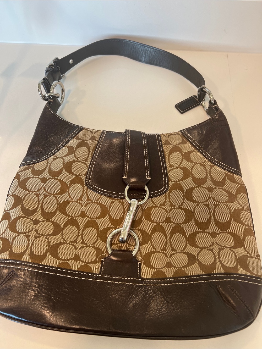 Vintage Coach Hampton Signature Clip Hobo 10243 Y2K Brown